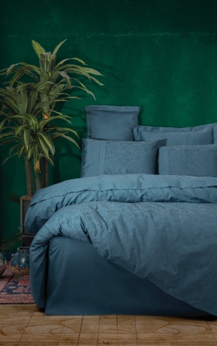 Lenjerie de pat bumbac 100% Satin tesatura Jacquard Cotton Box Sante Petrol Blue