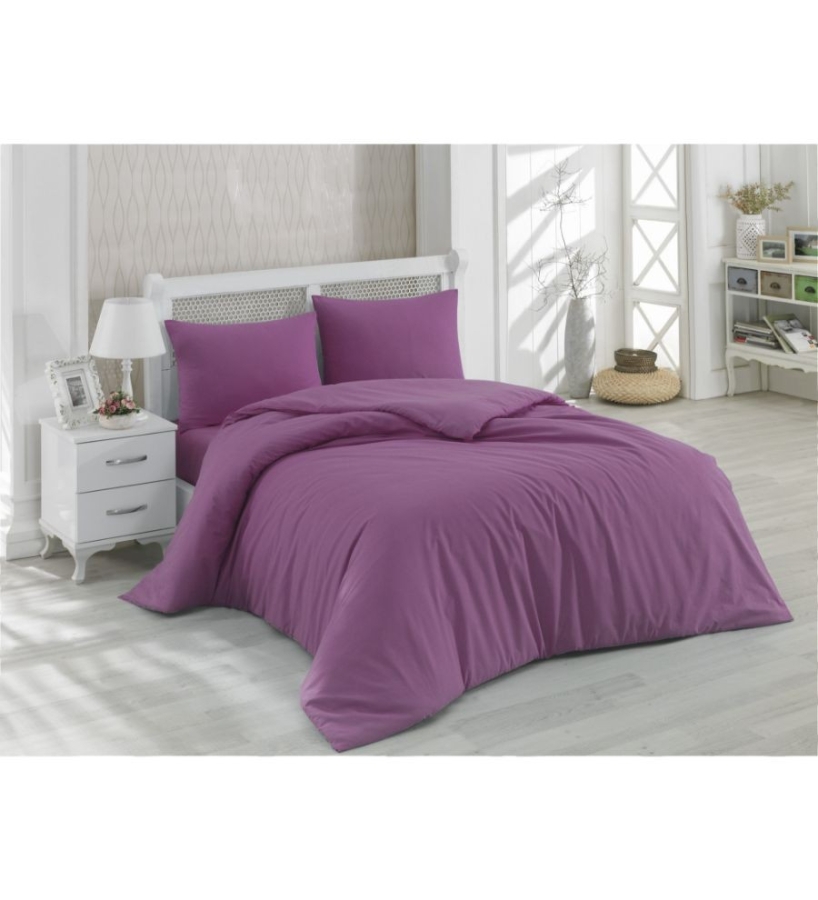 Lenjerie de pat dublu bumbac ranforce Supreme Patik, Plum Purple