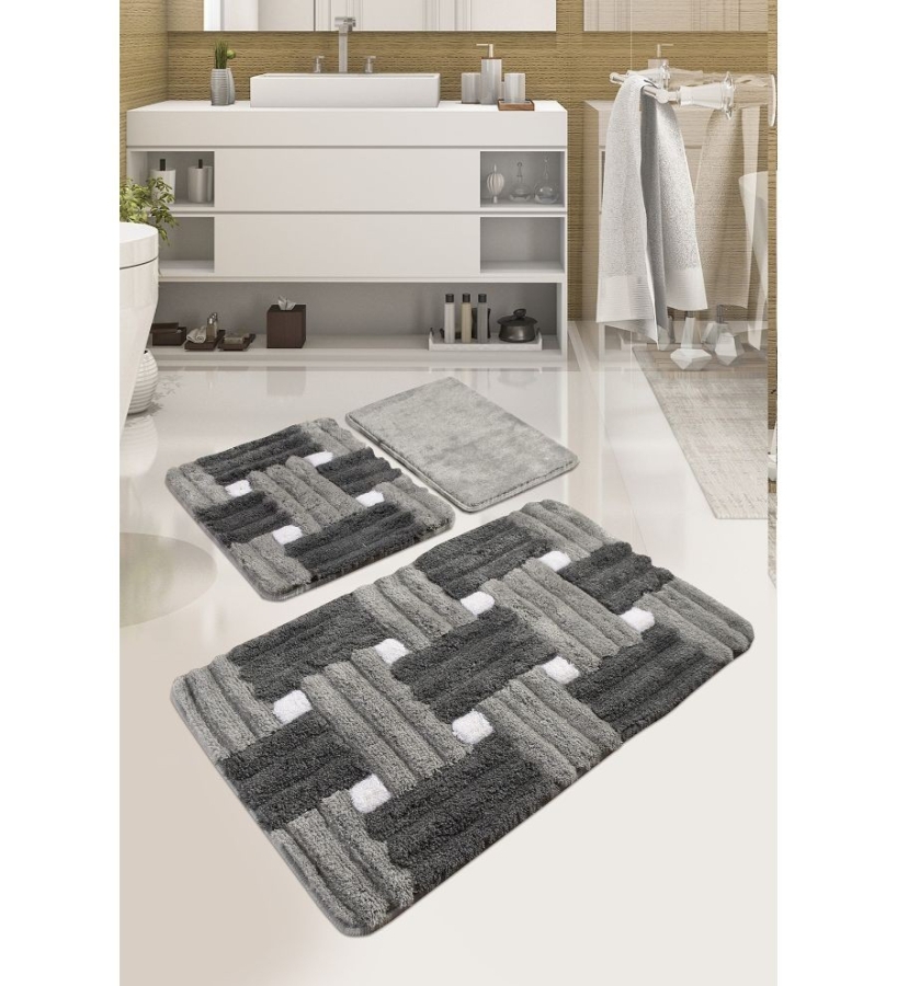 Set covorase de baie 3 piese Chilai Home  Piazza Grey