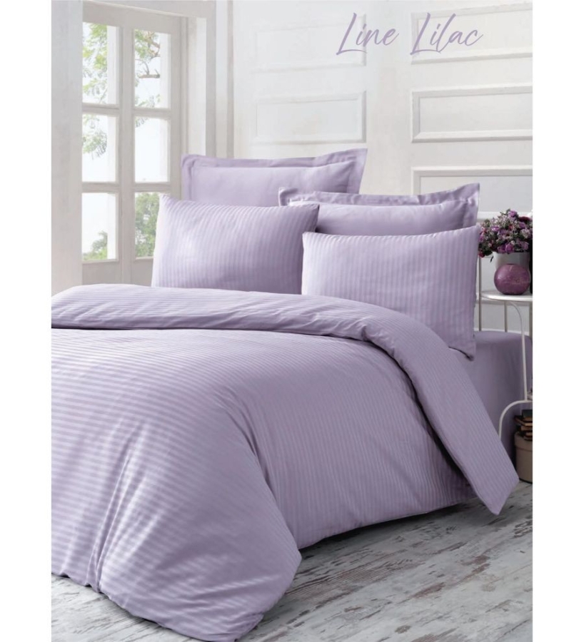 Lenjerie de pat dublu bumbac 100% Exclusive Satin Deluxe Victoria Line Lilac