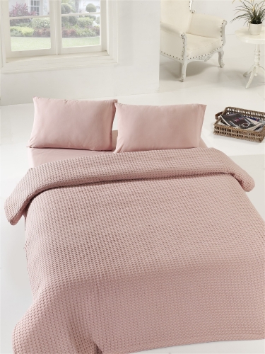 Cuvertura de pat dublu bumbac 100% Eponj Home Burumcuk Dusty Rose