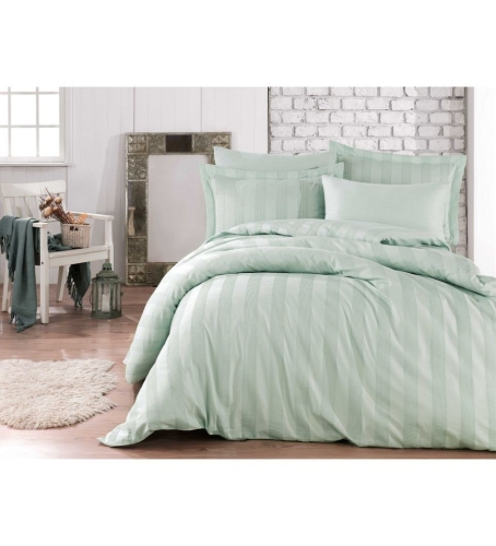 Lenjerie de pat King bumbac 100% Satin Deluxe Hobby Wafel - Sea Green