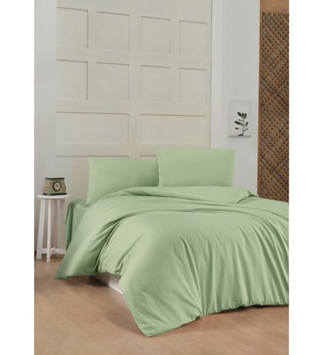 Lenjerie de pat dublu bumbac ranforce Supreme Patik, Light Green