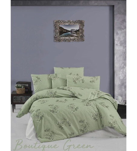 Lenjerie de pat dublu bumbac 100% ranforce Victoria Boutique Green